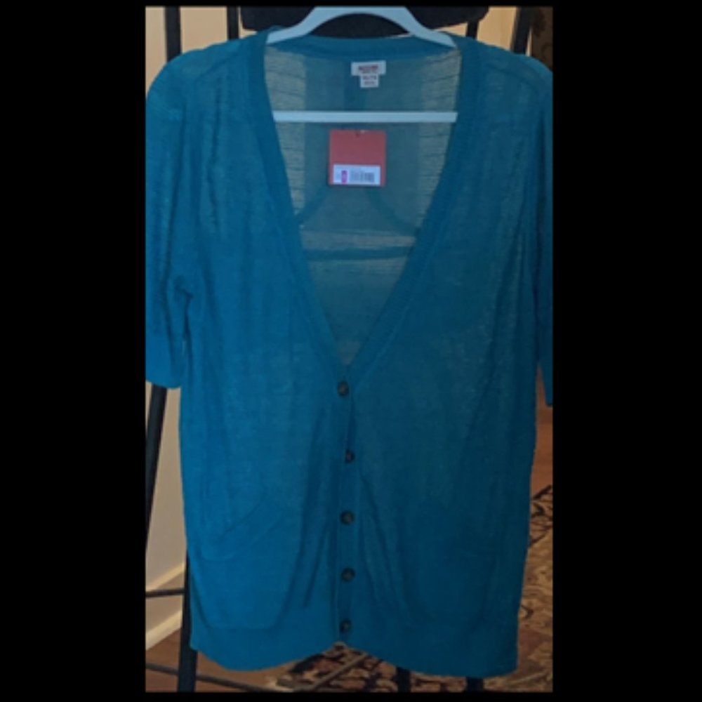 Merona Blue Short Sleeve Cardigan   XXL   NWT